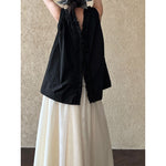 Women's Ruffle Trim Petal Collar Sleeveless Blouse