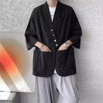 Diagonally Buttoned Loose Cardigan Shirt