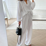Autumn Simple V-Neck Casual Two-piece Set