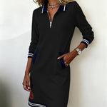 Dorellia - Casual Long Sleeve Dress with Zip Closure