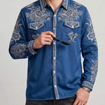 KZZ Men's Vintage Western Long-Sleeve Shirt