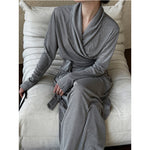 Irregular One-shoulder Waisted Pleated Top Wide-leg Pants Two-piece Set