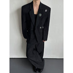 Black Multi-metal Brooch Loose Blazer