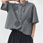 Women's Floral-patterned Curved Hem Shirt