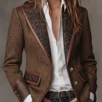 Women's Herringbone Printed Panel Blazer