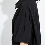 Women's Asymmetric Paneled Short Sleeve Designer Shirt