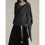 Asymmetrical Ribbon Long Sleeves T-Shirt