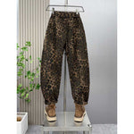 Leopard Print Jacquard Loose Straight Leg Casual Pants