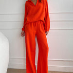 Autumn Simple V-Neck Casual Two-piece Set