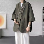 Diagonally Buttoned Loose Cardigan Shirt