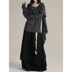 Asymmetrical Ribbon Long Sleeves T-Shirt