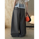 Women's High-waisted Pleated Belted Wide-leg Casual Trousers