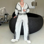Retro Gradient Color Hooded Short Sweatshirt Wide-leg Pants Two-piece Set