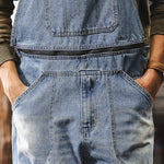 Vintage Loose Cargo Denim Overalls with Detachable Straps