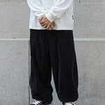 Loose Drawstring Corduroy Trousers