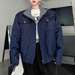 American Retro Plaid Patchwork Faux Two-piece Jacket