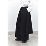 Womenâ€˜s Irregular Color-blocked Faux Two-piece Casual Skirt Pants
