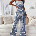 Stylish Printed Lace-Up Vest & Pants Two-Piece Set