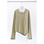 Women's Color-blocked Patchwork Faux Two-piece Pointed Hem Thin Sweater