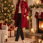Classic Retro Red Stand-up Collar Double-breasted Coat