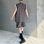 Contrast Color Stitching Sleeveless Vest Straight Shorts Two-piece Set