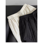 Quilted Striped Cropped Casual Trousers