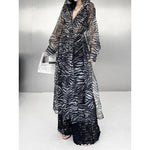 Women's Zebra-print Long-sleeve Sun Protection Chiffon Shirt with Drawstring