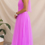 Fairy Vibes Tulle Gathered Detail Halter Maxi Dress