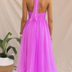 Fairy Vibes Tulle Gathered Detail Halter Maxi Dress