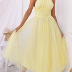 Fairy Vibes Tulle Gathered Detail Halter Maxi Dress