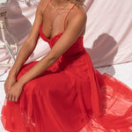 Modern-day Princess Chiffon Suspenders Party Maxi Dress