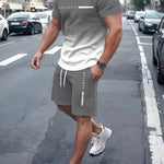 KZZ Men's Gradient Short-Sleeve Gym Set