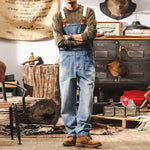 Vintage Loose Cargo Denim Overalls with Detachable Straps