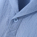 KZZ Summer Men's Textured Shirt and Tie Waist Suit Casual Suit