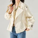 Women's Short Drawstring Cotton Trench Coat