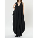 Women's Deep V Neck Asymmetric Curved Balloon Dress