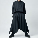 Japanese Lyocell Draped Loose Stand Collar Shirt Pants Two-piece Set