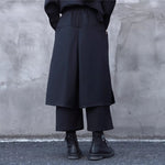 Faux Two-piece Wide-leg Asymmetrical Skirt Pants