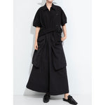 Women's Asymmetric Paneled Short Sleeve Designer Shirt