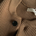 Heavyweight Cotton Crewneck Button Up Knitted Cardigan