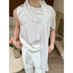 Loose-fitting Sleeveless Top with Ribbon-tie Detailing