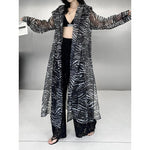 Women's Zebra-print Long-sleeve Sun Protection Chiffon Shirt with Drawstring