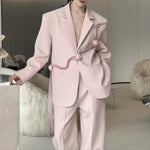 French Rose-ribbon Suit Jacket Straight-leg Casual Trousers Two-piece Set
