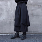 Faux Two-piece Wide-leg Asymmetrical Skirt Pants