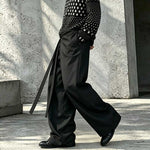 Lace-up A-line Straight Leg Thickened Loose Casual Pants