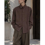French Retro Striped Ruffled Collar Shirt