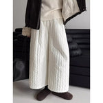 Quilted Striped Cropped Casual Trousers