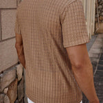 KZZ Men's casual striped short-sleeved shirt
