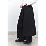 Womenâ€˜s Irregular Color-blocked Faux Two-piece Casual Skirt Pants