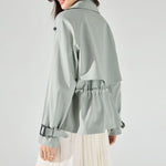 Women's Short Drawstring Cotton Trench Coat